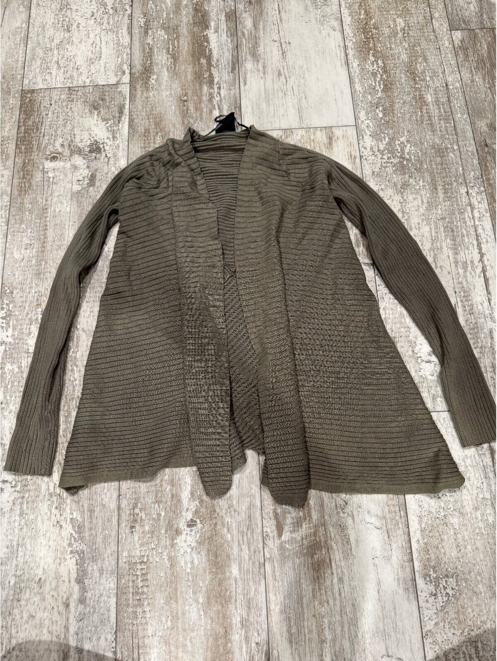 Worthington Open Front Cardigan Women S Olive Ribbed Draped